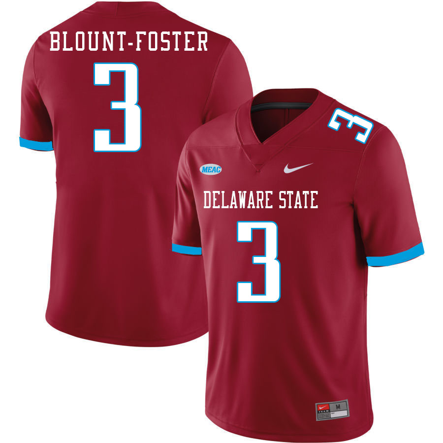 Men-Youth #3 Konner Blount-Foster Delaware State Hornets 2023 College Football Jerseys Stitched-Red